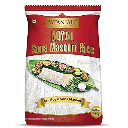 Patanjali Royal Sona Masoori Rice 5kg. - Master