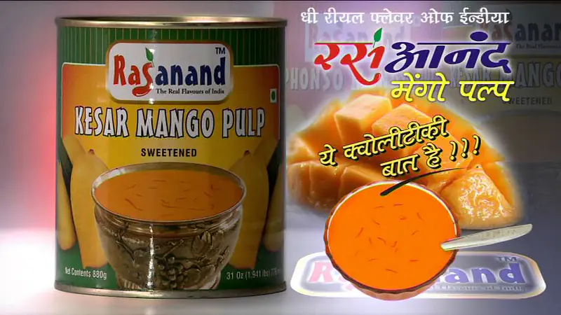 Rasanand Kesar Mango Pulp 850ml - Master